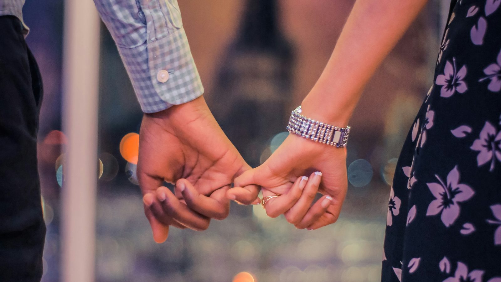 Couple reconnecting outdoors